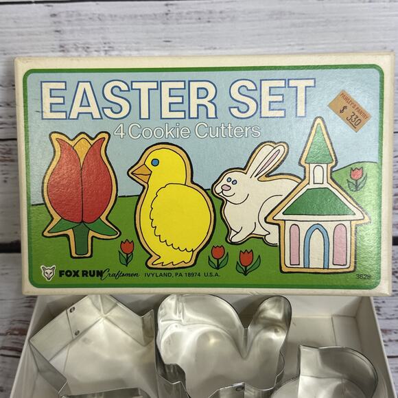 Vintage Easter Cookie Cutters Set Of 4 with Box #3628 Fox Run Craftsmen - Picture 2 of 5